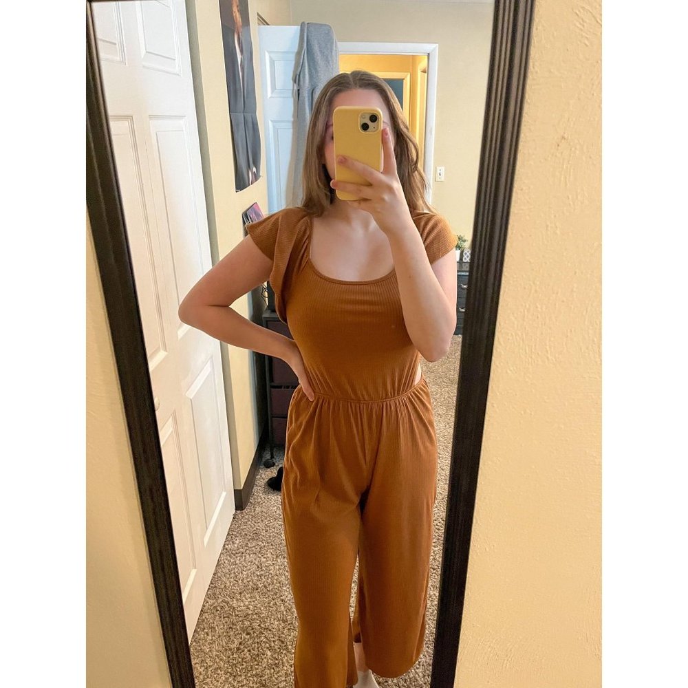 Caution to The Wind Cropped Jumpsuit SIze Large